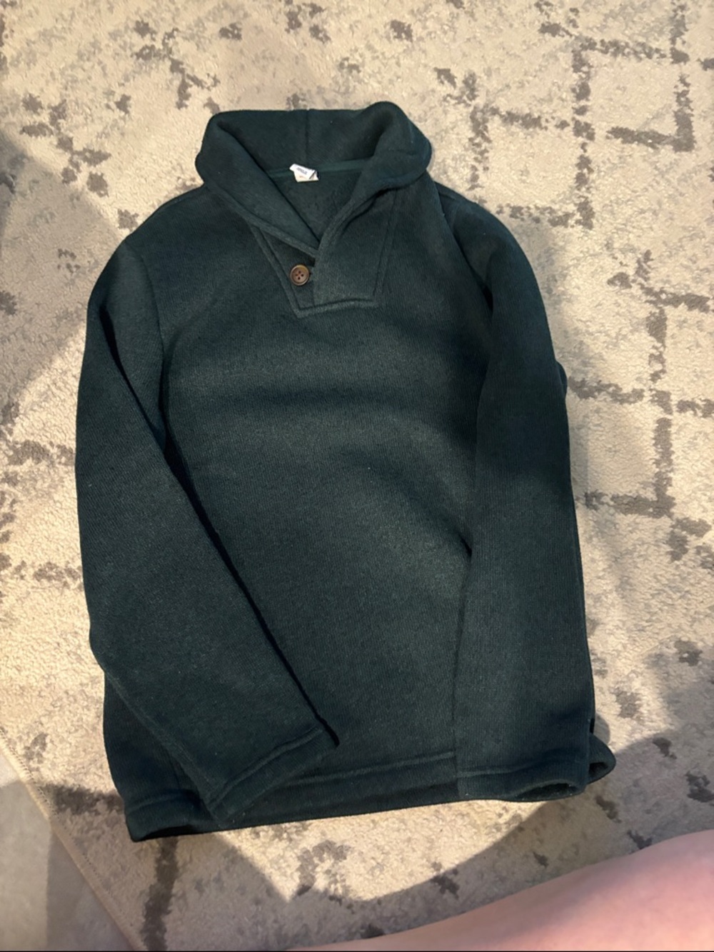 Boy’s Shawl Collar Pullover Sweater - Dark Green